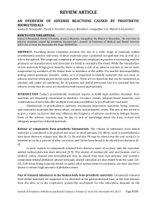 an overview of adverse reactions caused by prosthetic