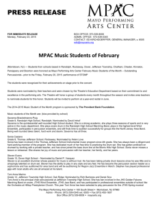 PRESS RELEASE - Mayo Performing Arts Center