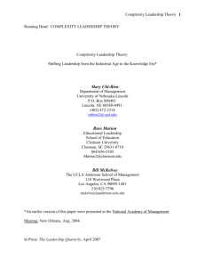 Complexity Leadership Theory - The NewComm Global Group, Inc.