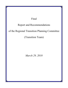 Report and Recommendations of the Regional Transition Planning