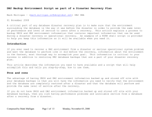 DB2 Backup Environment Script
