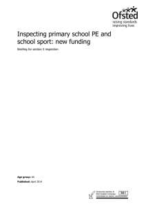 Inspecting primary school PE and school sport: new funding