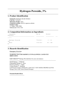 Hydrogen Peroxide, 3% 1. Product Identification Synonyms