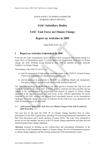 IASC task force on climate change 2009 report