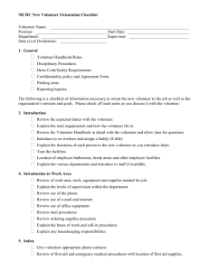 MCHC New Volunteer Orientation Checklist