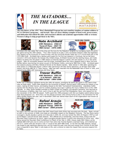 THE MATADORS… IN THE LEAGUE The rich history of the AWC