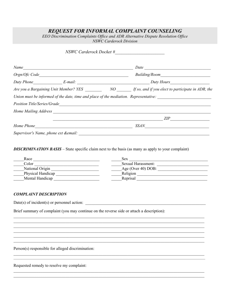 INITIAL CONTACT FORM