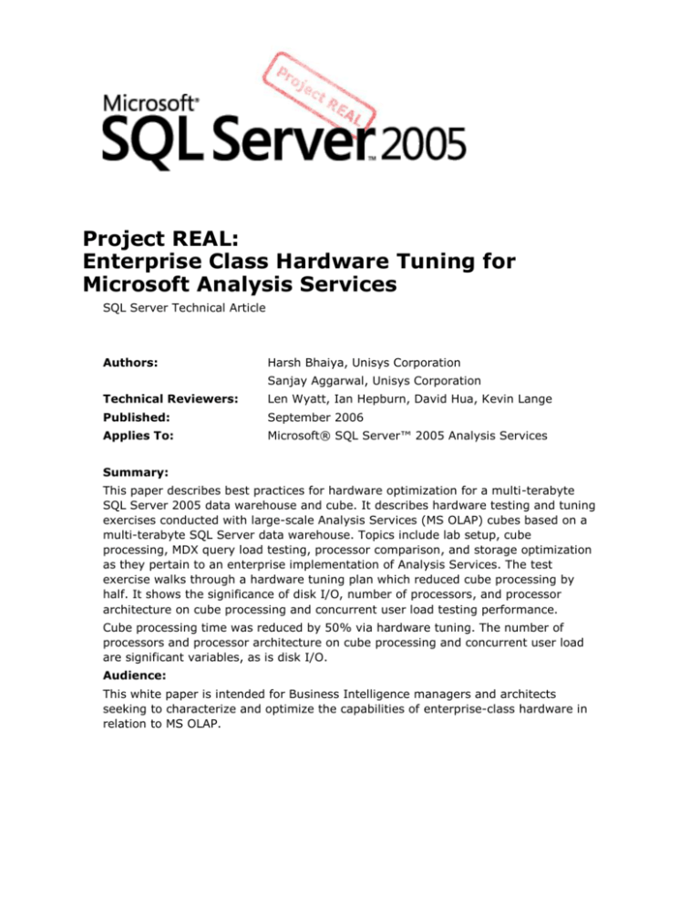 Project REAL Enterprise Class Hardware