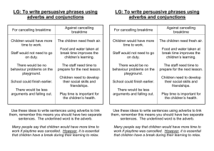 LG: To write persuasive phrases using adverbs and conjunctions