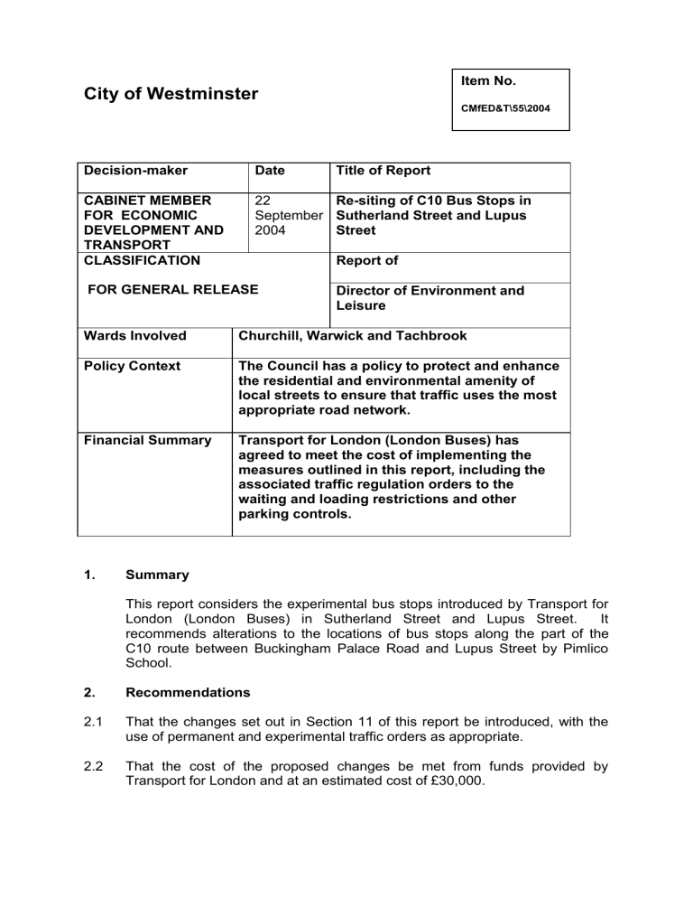 CABINET REPORT - Westminster City Council