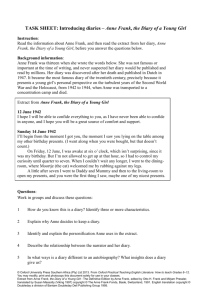 Task sheet on Introducing diaries