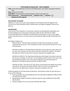 Instructional Materials Criteria for CCSS Mathematics and English