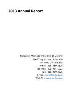 2013 Committees Reports - College of Massage Therapists of Ontario