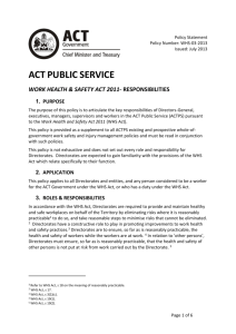 work health & safety act 2011- responsibilities