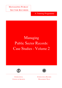 MANAGING PUBLIC SECTOR RECORDS: A STUDY PROGRAMME