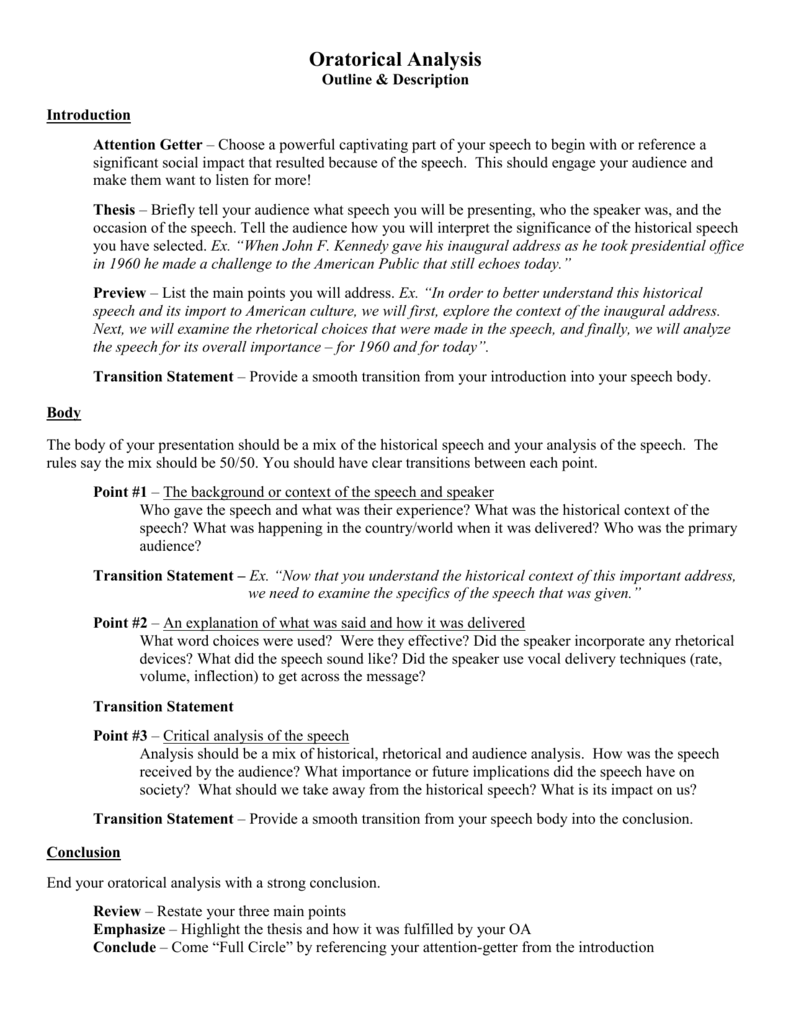 speech analysis outline