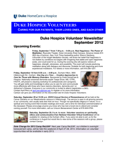 September 2012 - Duke HomeCare and Hospice