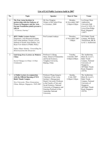 List of EAI Seminars held in 2007 - East Asian Institute