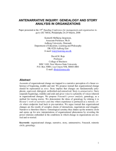antenarrative inquiry: genealogy and story analysis in