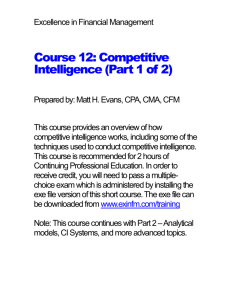 Competitive Intelligence - Excellence in Financial Management