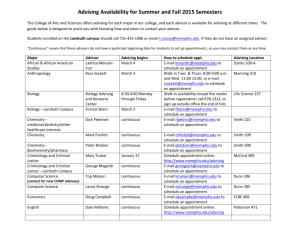 Advising Availability for Summer and Fall 2015 Semesters The