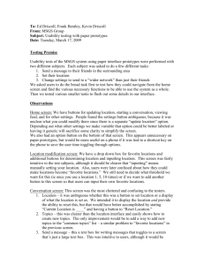 Format for Memo Summarizing Results of Paper Prototyping