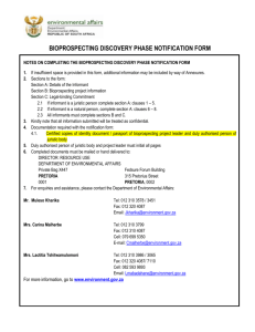 Bioprospecting discovery phase notification form