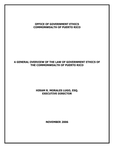 A General Overview Of The Law Of Government Ethics Of The