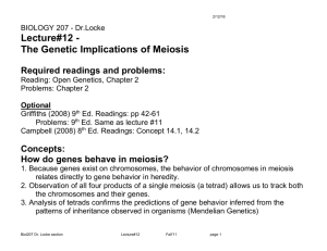 Lecture#12 - The Genetic Implications of Meiosis