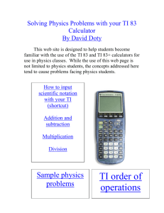 Solving Physics Problems with your TI 83 Calculator
