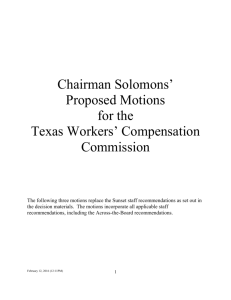 Chairman Solomons` - Texas Mutual Insurance Company