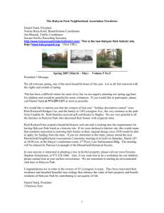 The Halcyon Park Neighborhood Association Newsletter