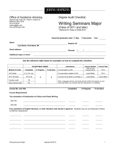 Writing Seminars Major - Office of Academic Advising