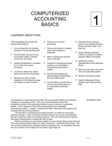Chapter One - Computerized Accounting Basics