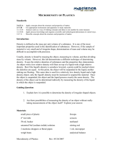 MICRODENSITY OF PLASTICS