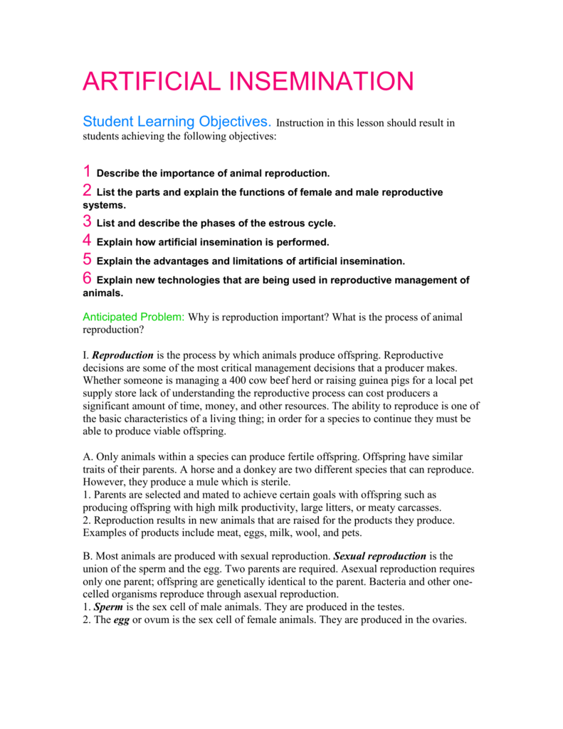 bsaa artificial insemination worksheet