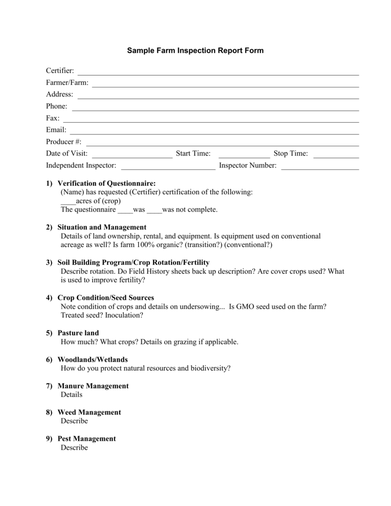 farm visit report template