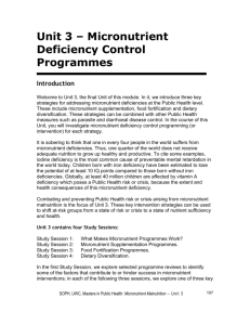 Unit 3 – Micronutrient Deficiency Control Programmes