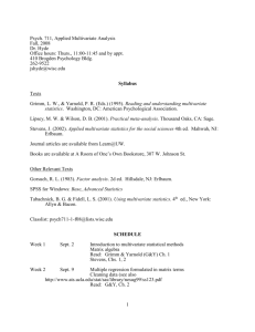 Syllabus for Psych 711, Applied Multivariate Analysis
