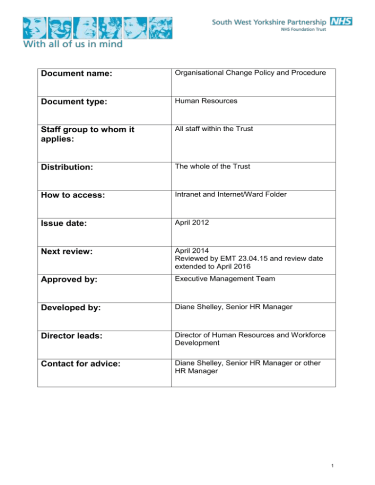 Organisational Change Policy And Procedure Organisational Change Policy And Procedure