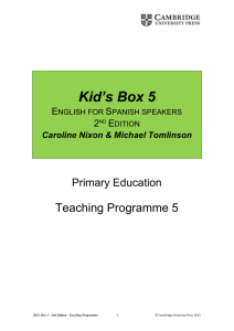 Kid`s Box for Spanish Speakers 2nd edition Level 5 Progr. Didáctica
