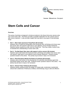Stem Cells and Cancer - University of Rochester Medical Center