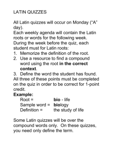 Biology Latin Quiz Rubric