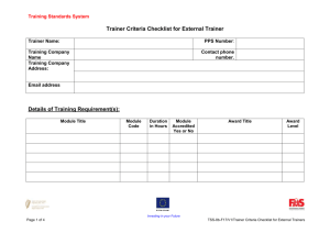 External Trainer Qualifications and Relevant Work Experience