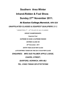 Southern Area Winter Inhand.Ridden & Foal Show. Sunday 27th