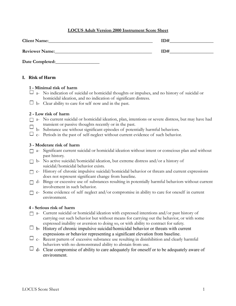 Locus Scoring Sheet Printable