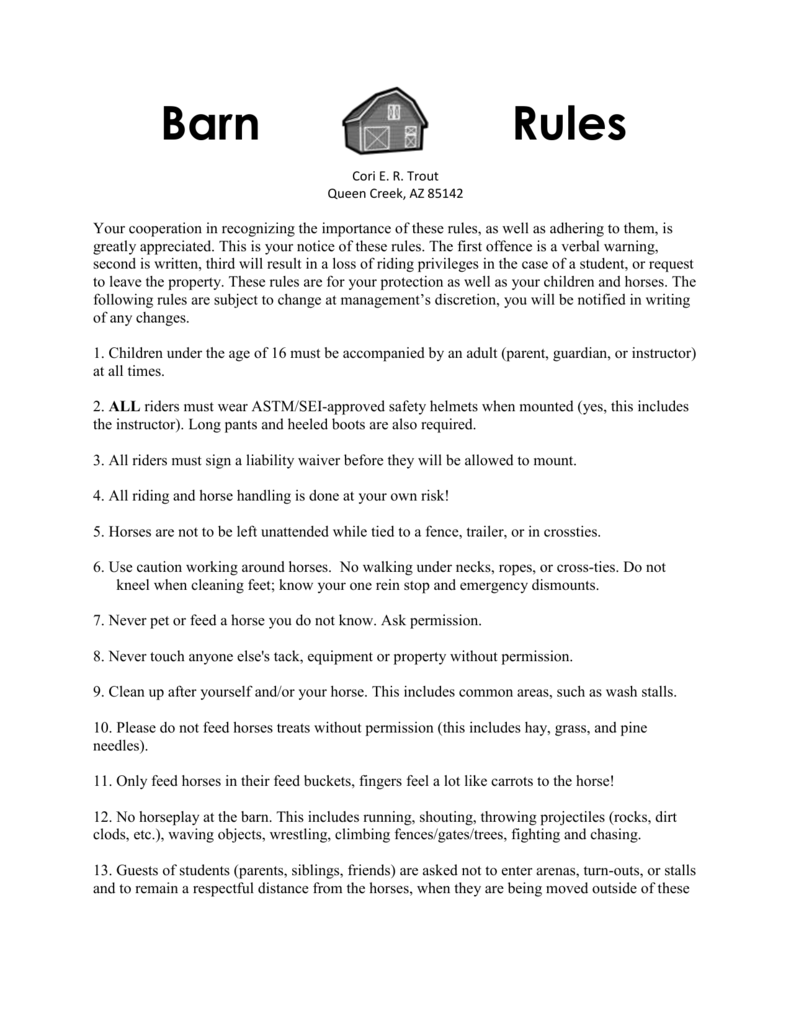 Barn Rules