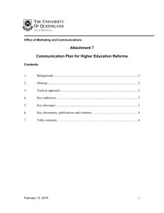 Communication Plan for Higher Education Reforms