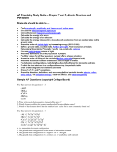 AP Chemistry Study Guide – Chapter 7, Atomic Structure and
