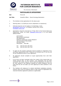 experience - Cancer Research UK Manchester Institute